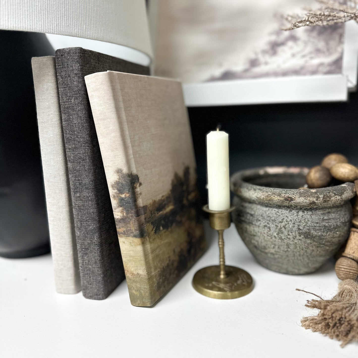 Espresso Fabric Wrapped Decorative Book