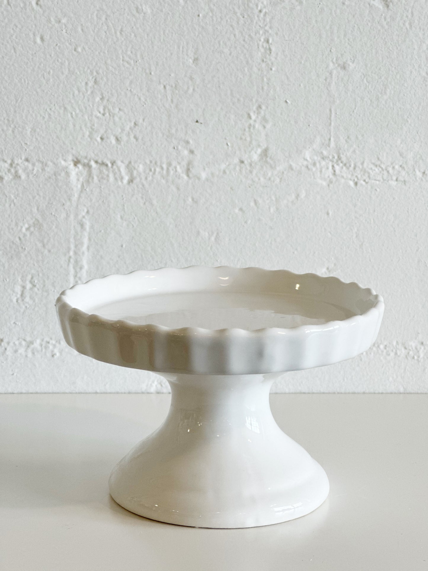 White Scalloped Pedestal