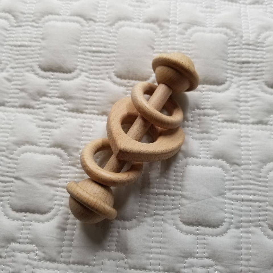 Heart Block Classic Wooden Baby Rattle