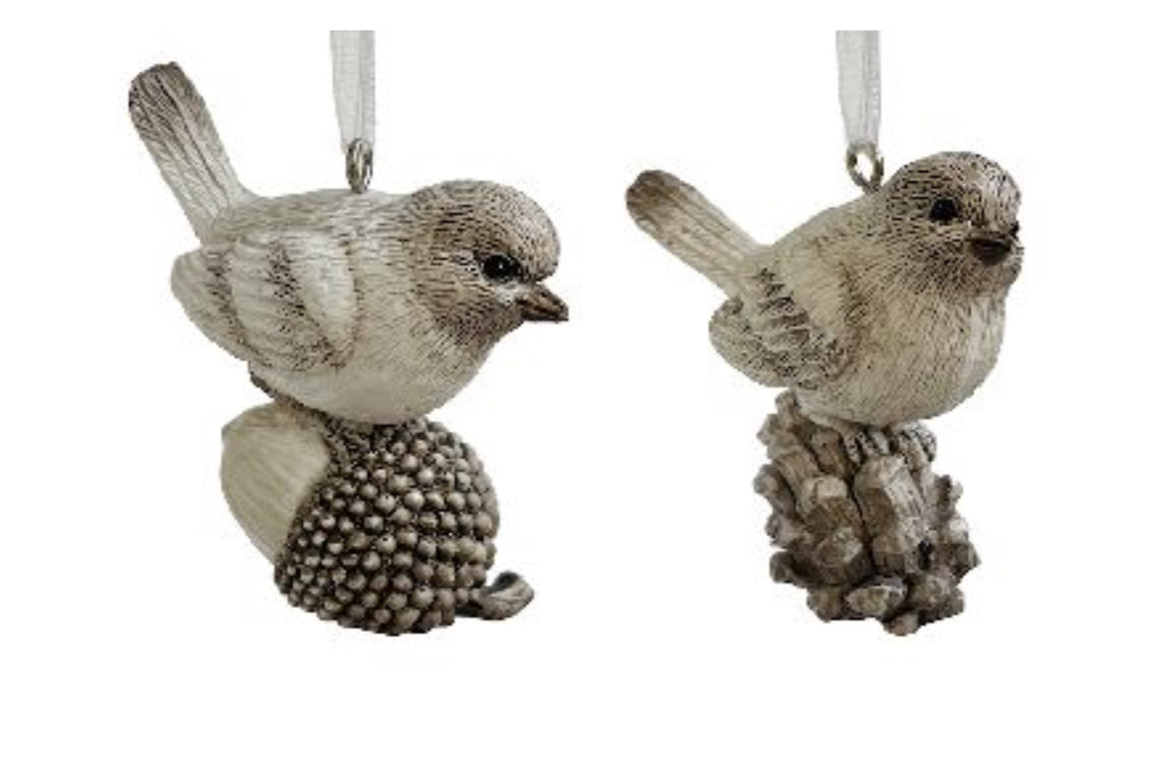 Bird on Pinecone or Acorn Ornament