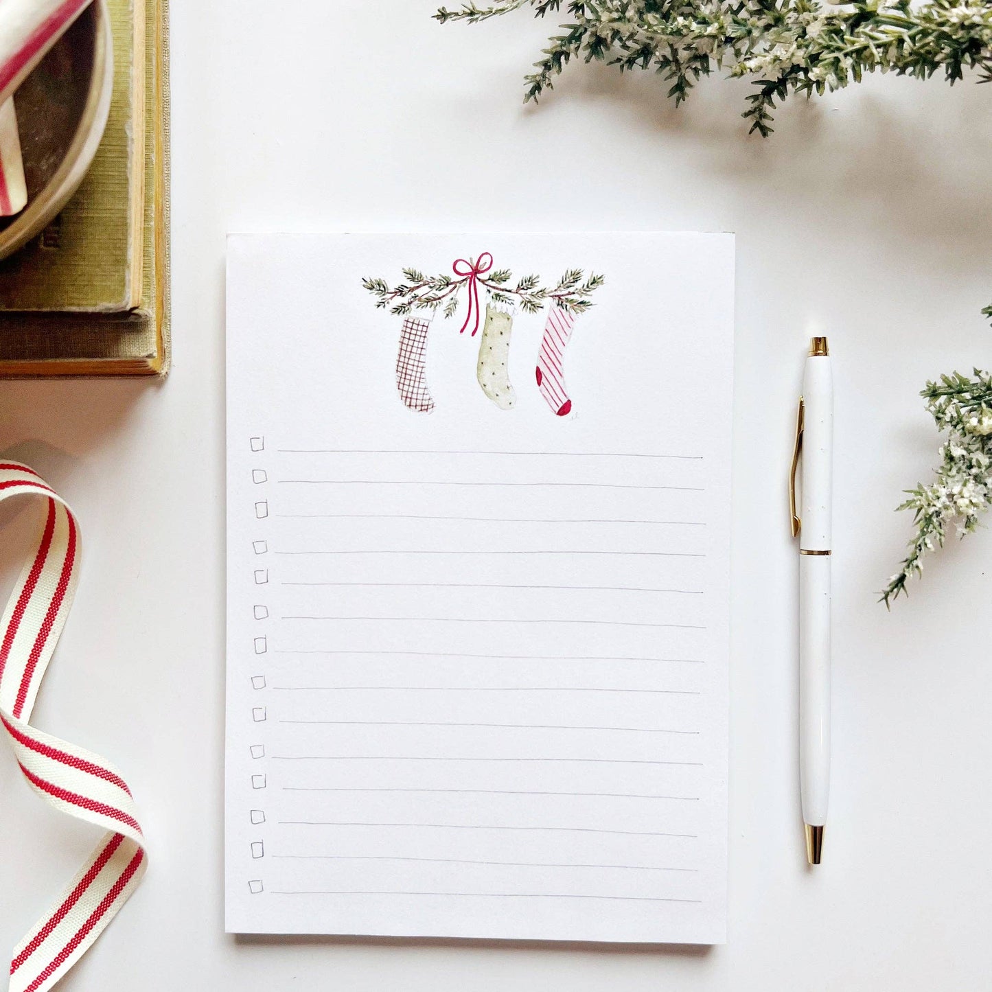 Christmas checklist notepad: Bell wreath