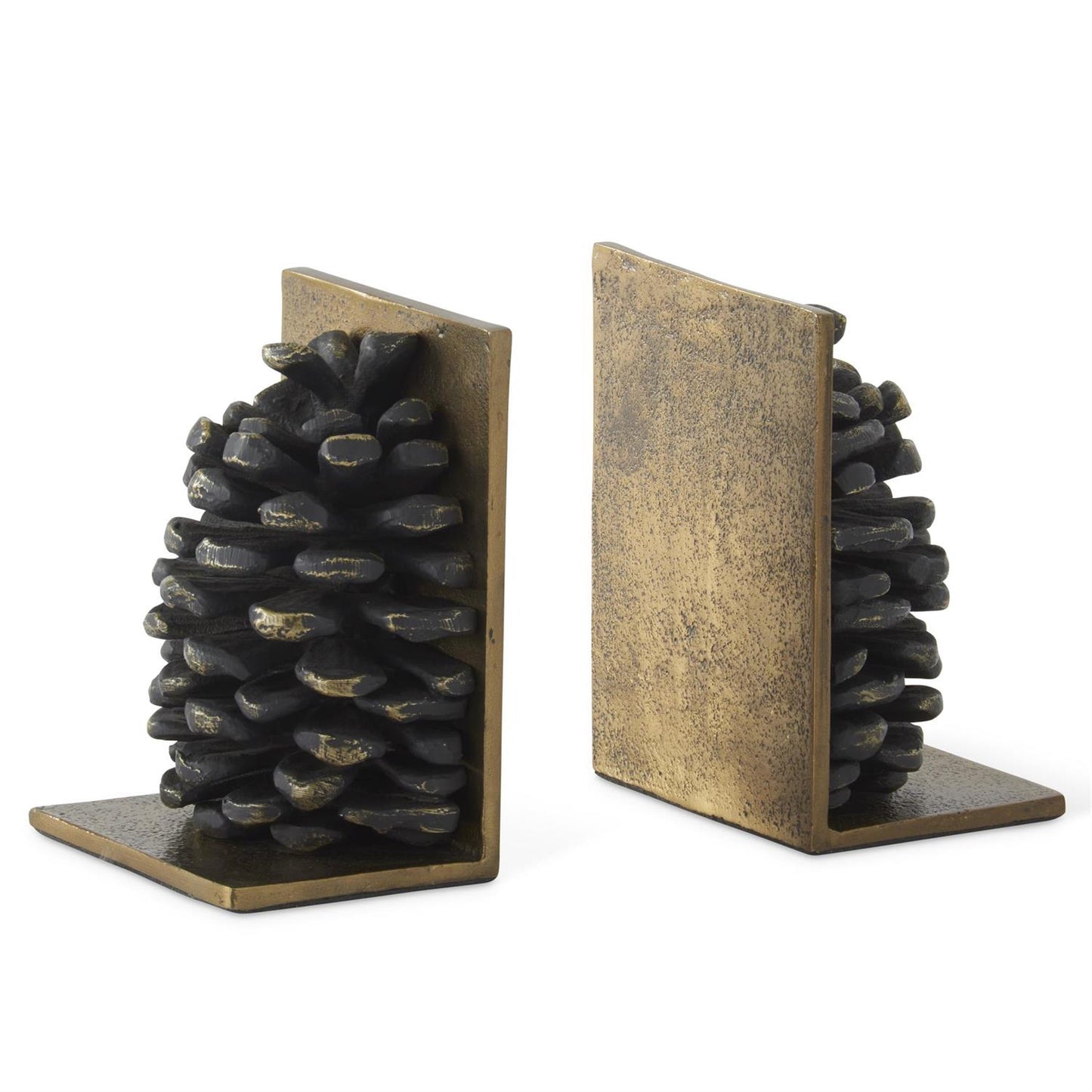 BLACK & GOLD PINECONE BOOKENDS