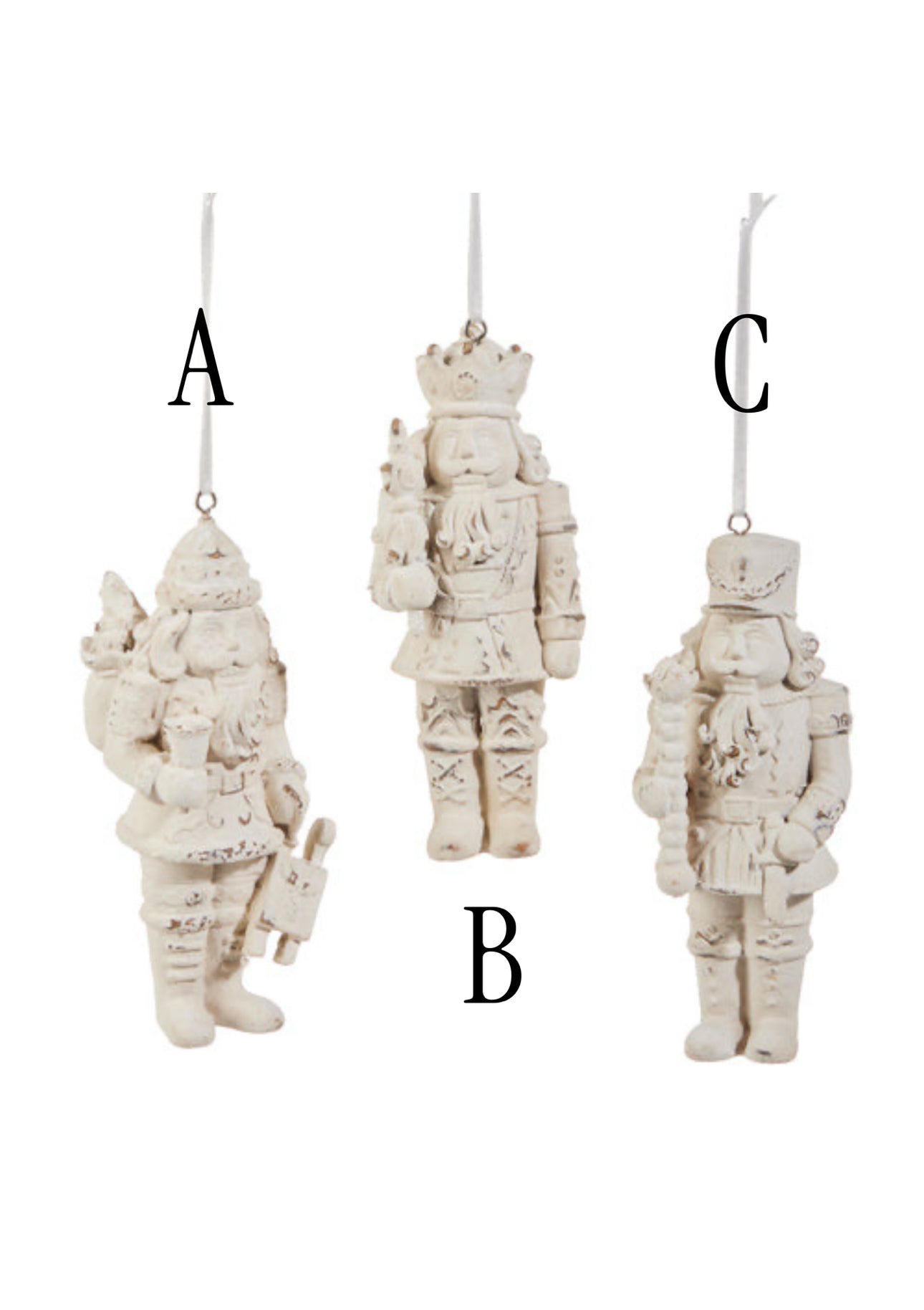 WHITEWASH NUTCRACKER ORNAMENT