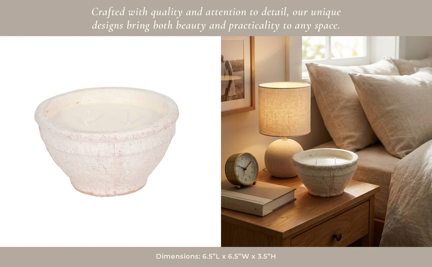 Ceramic Sea Salt and Lemon Bowl Candle - White, 14 Oz