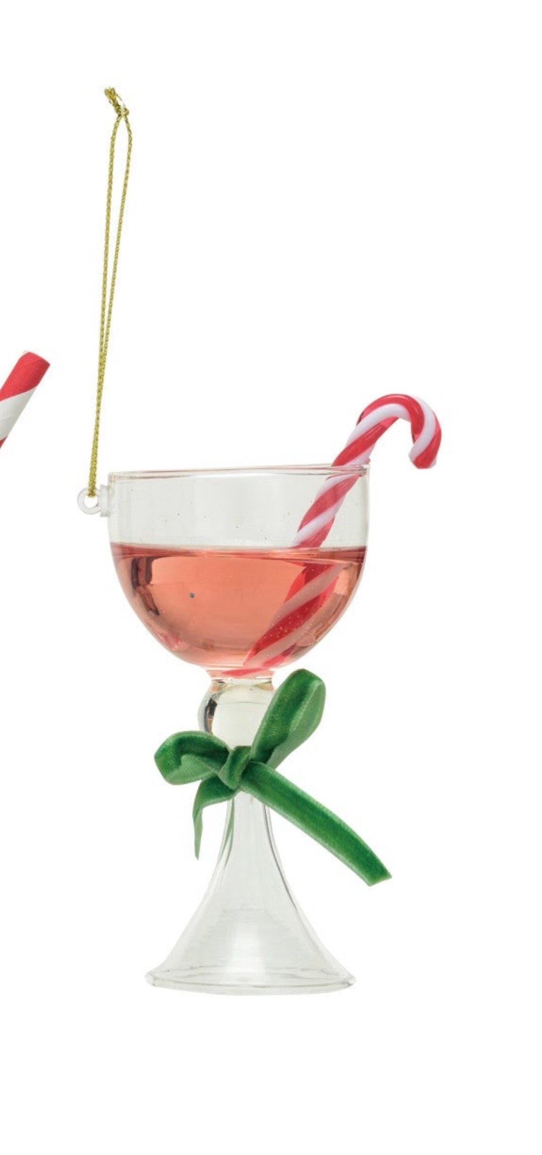 Glass Holiday Cocktail Ornament w/ Glitter, 3 Styles ©