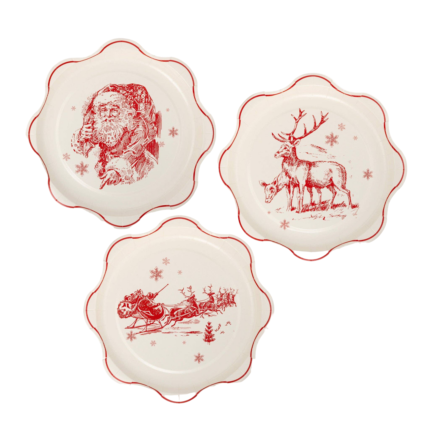 Red Vintage Line Art Plates