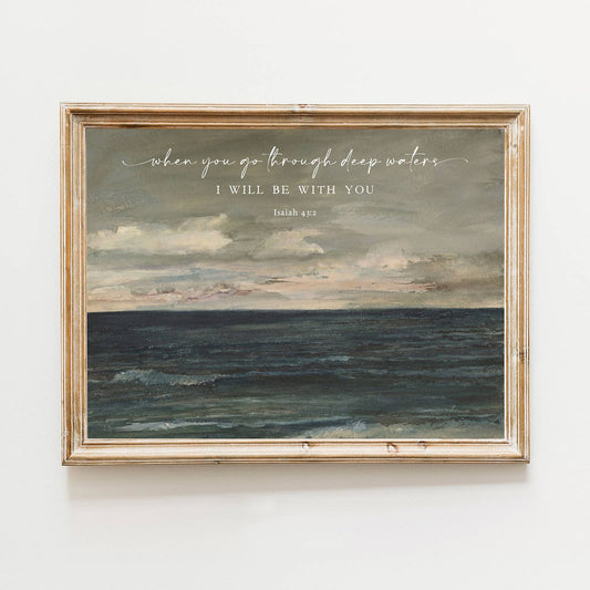 Deep Waters - Vintage Wall Art Print Christian Gift Decor: 8x10