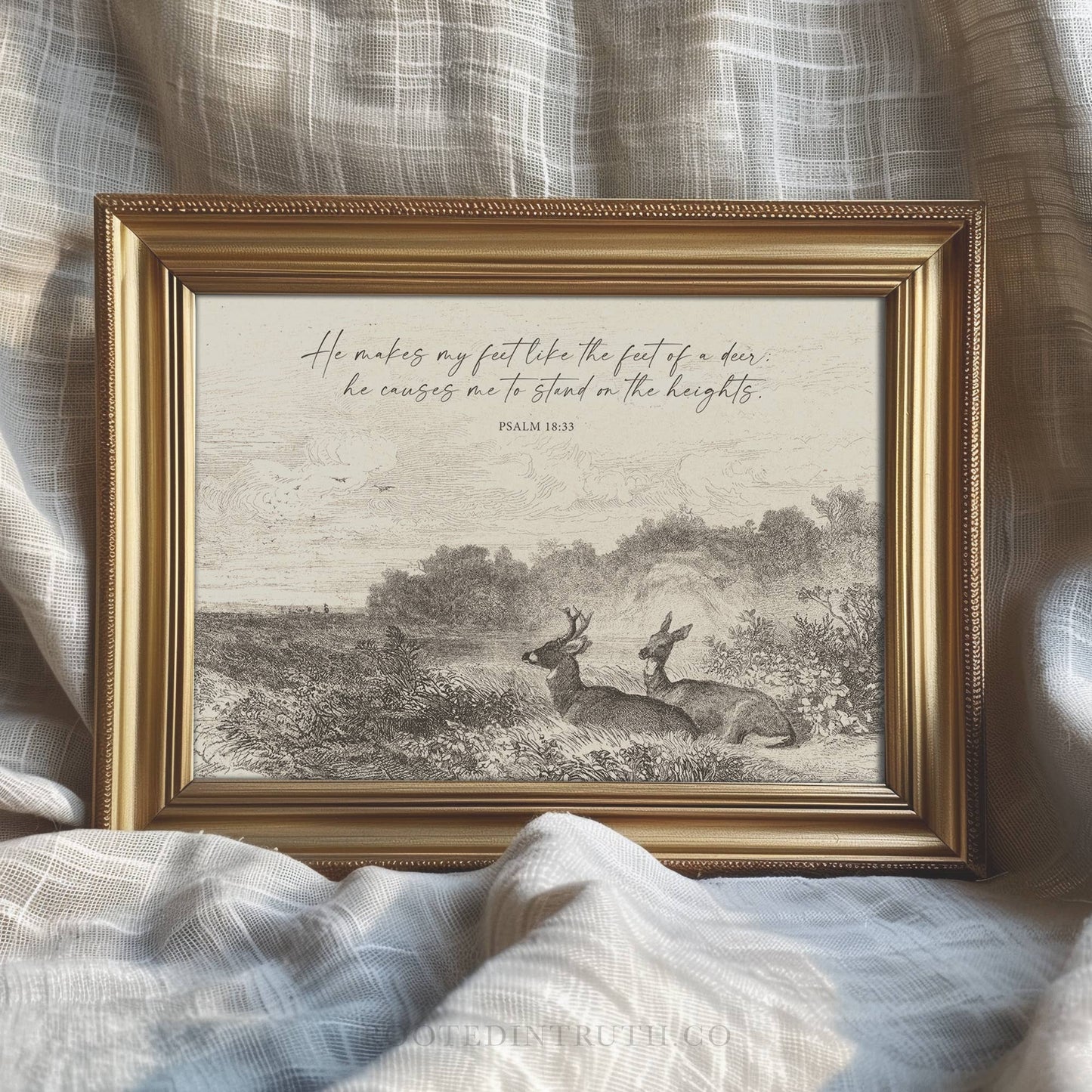 Feet Like a Deer - Wall Art Print Christian Decor, Wildlife: 5x7 Heirloom Print (Unframed)