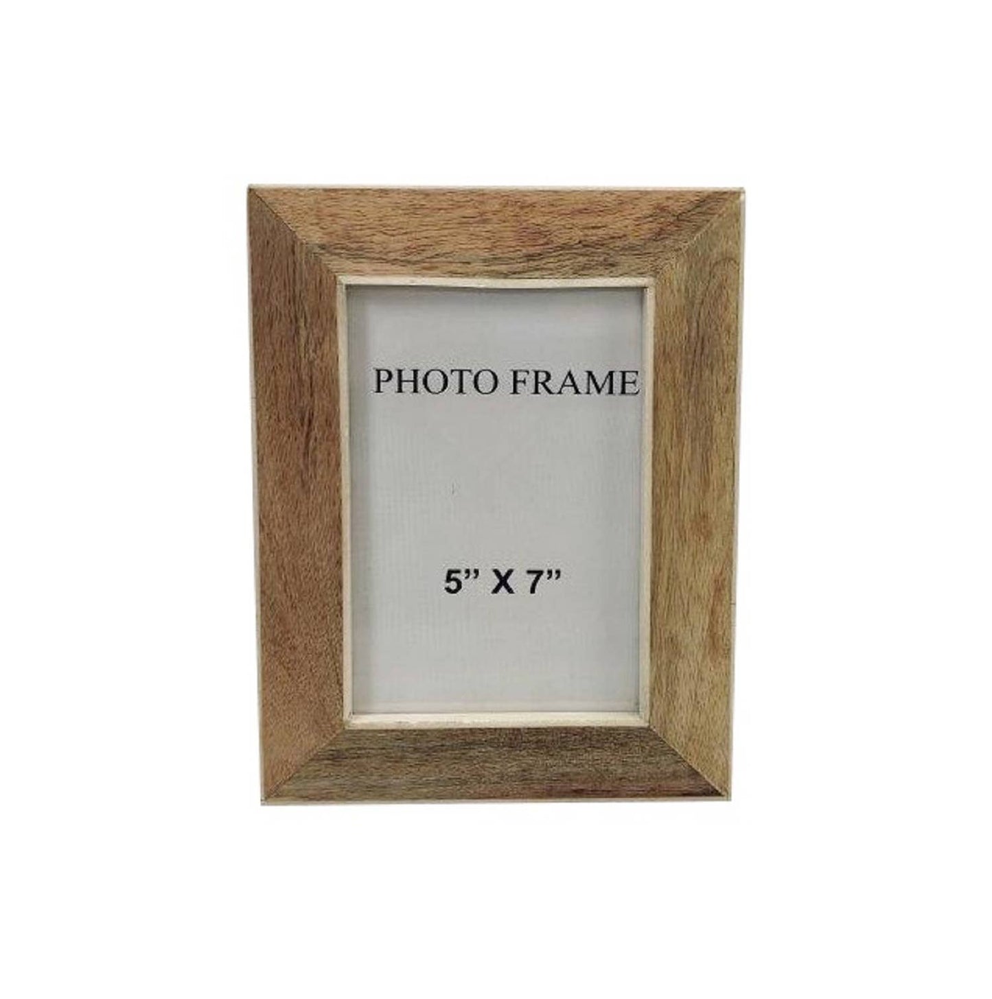 5x7” Wood Picture Frame w/ White Resin Border