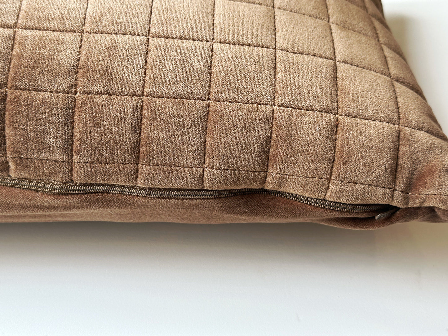 Lumber Pillow - quilted velvet coffee, brown