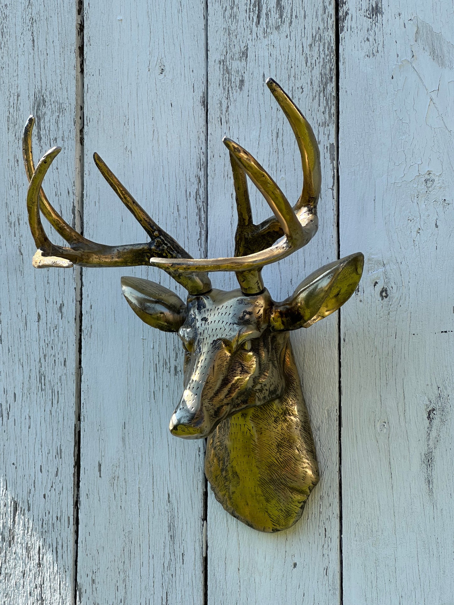 ANTIQUE GOLD DEER HEAD WALL HANGER