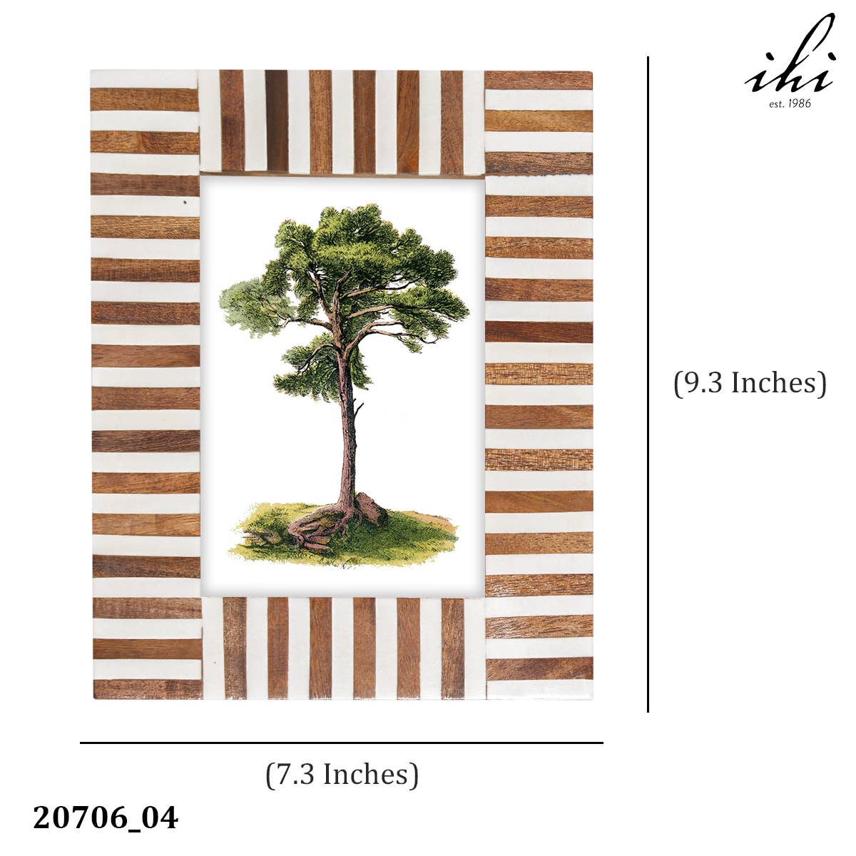 Ebony & Ivory Striped Wood Photo Frame, 5x7