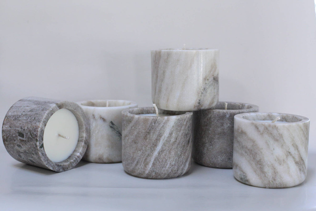 Grey Marble Candle - Cashmere