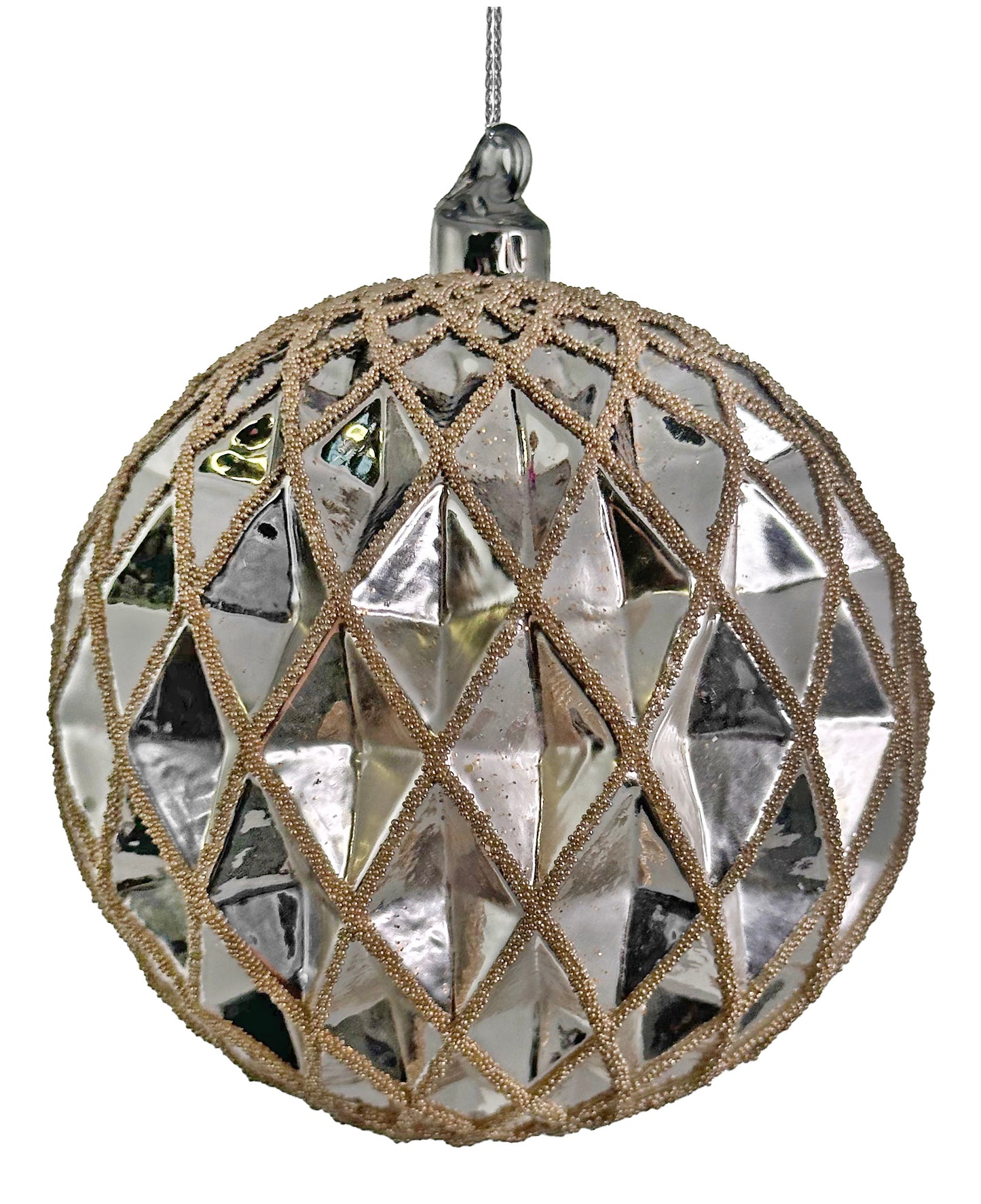 Glass ball rhombus gold beaded