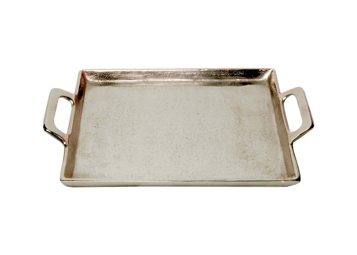 Alum. Tray w/Handles 10x14" - RAW NICKEL