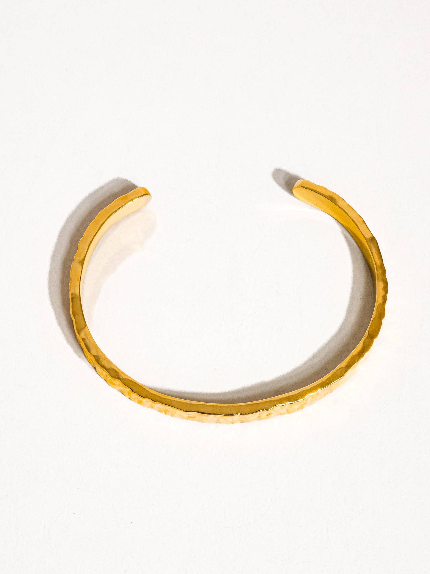 Bastien 18K Gold Non-Tarnish Textured Thin Bangle: Yellow Gold