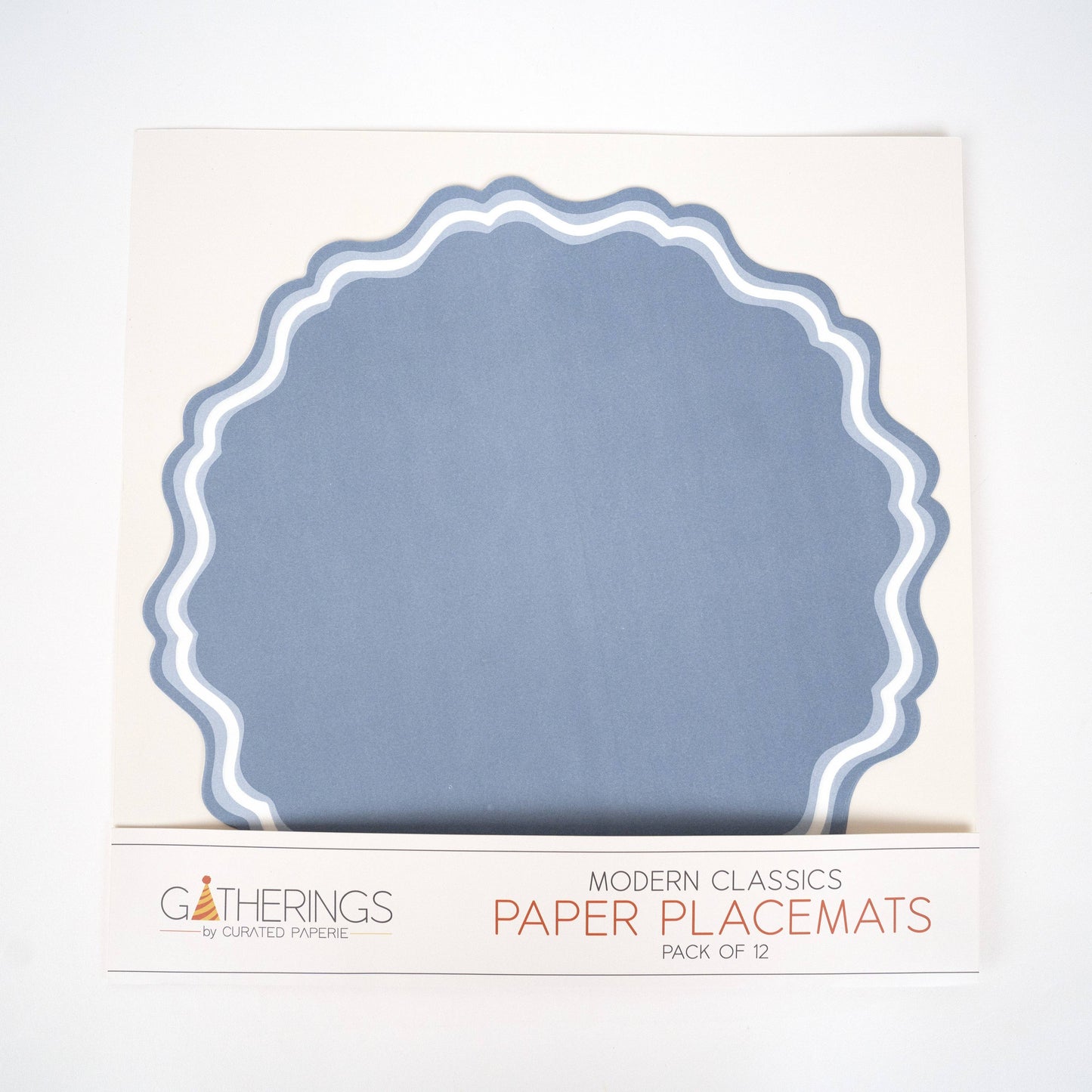 Blue Dusty Fancy Scallop Paper Placemats