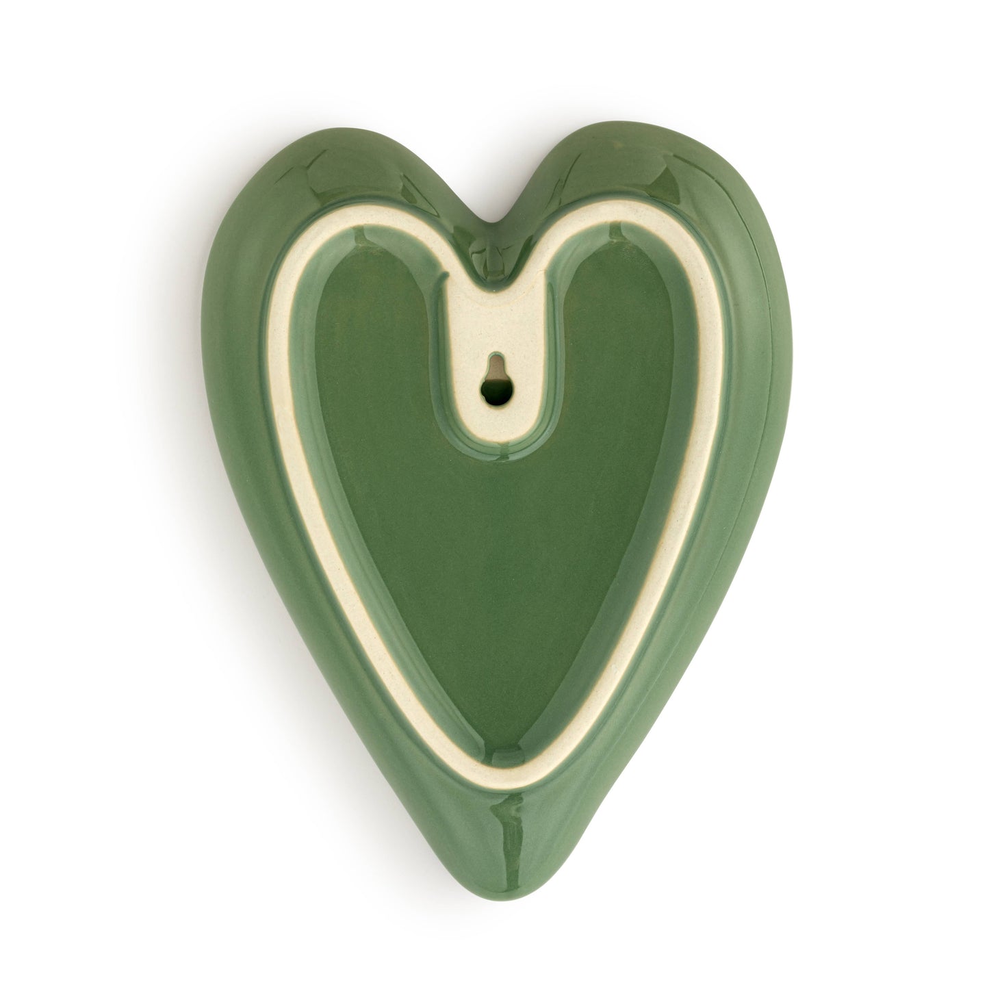 Green Pressed Floral Heart Spoon Rest - 4.5x6.5i