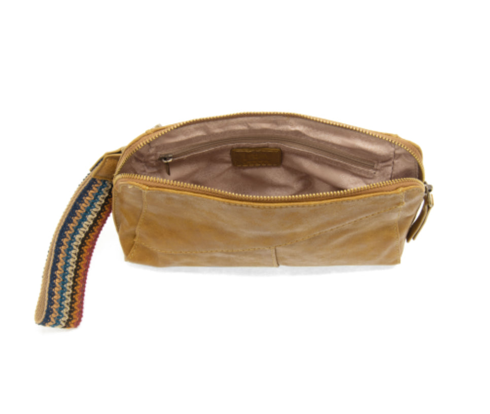 Spicy Mustard Gigi Crossbody with Woven Wristlet Strap