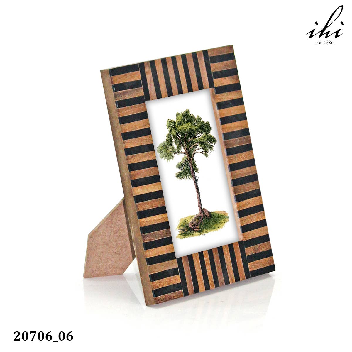 Ebony & Ivory Striped Wood Photo Frame, 5x7
