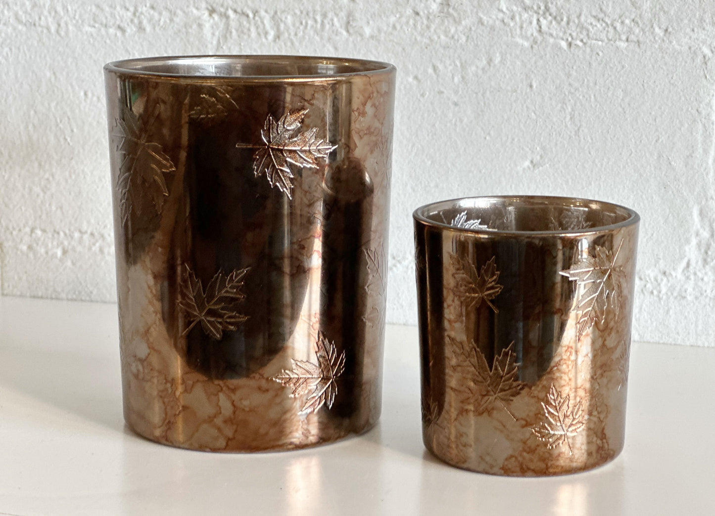 Glass Leaf Candle Holders