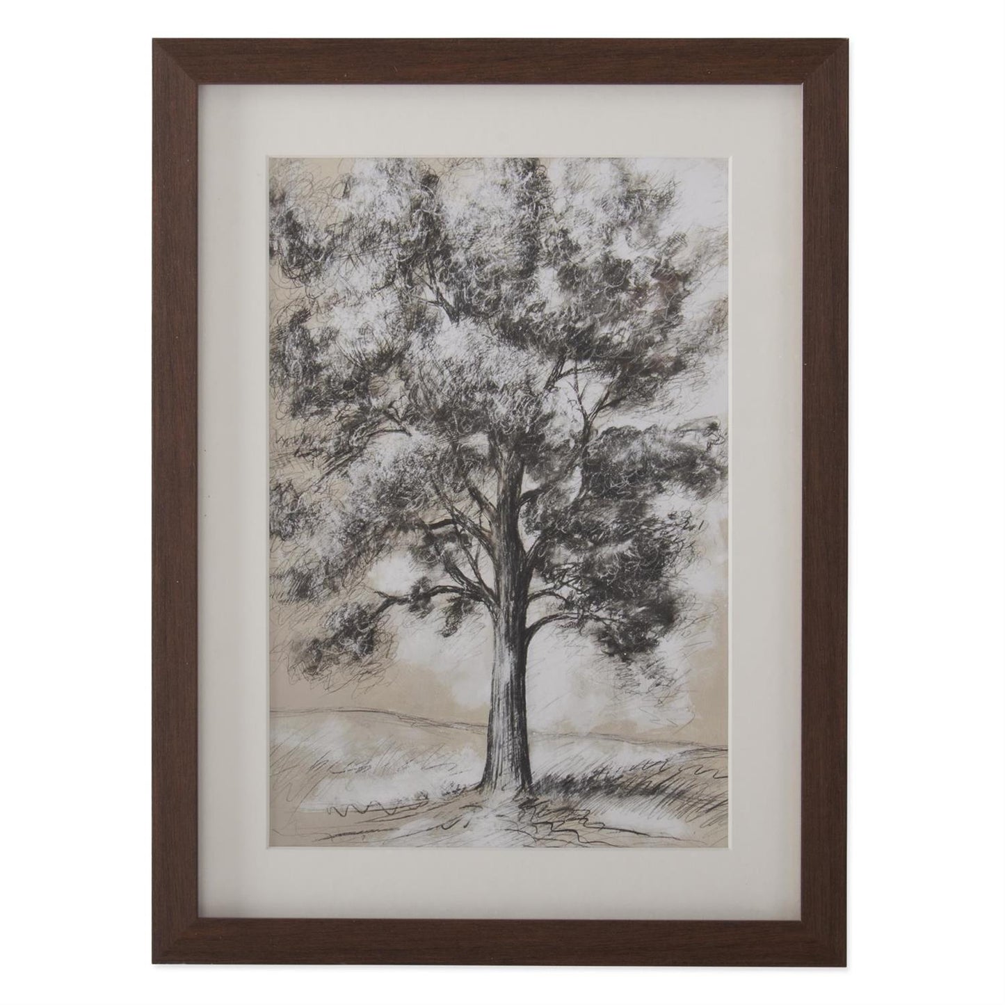 16 Inch Brown Wood Framed Tree Print