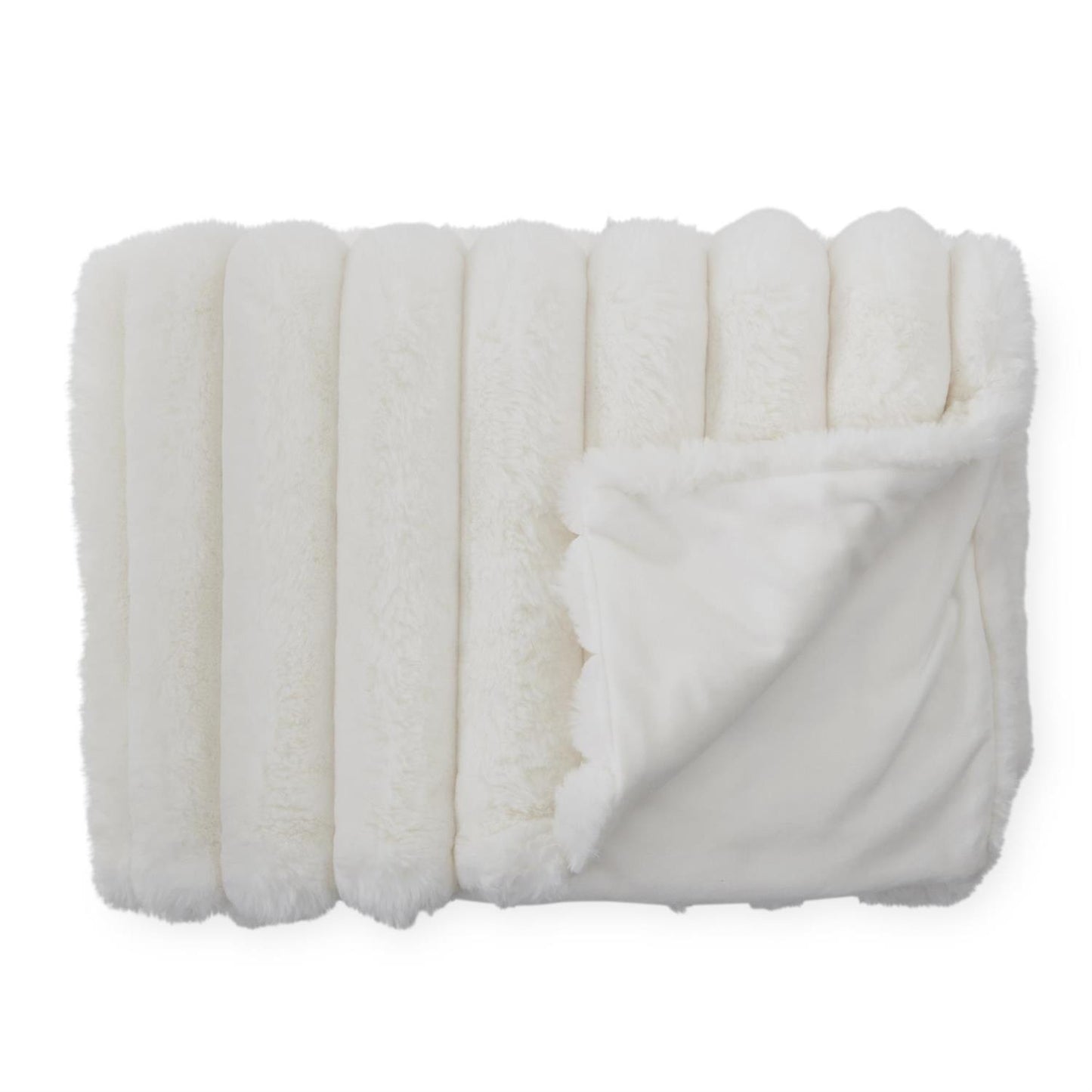 Cream Faux Fur Throw Blanket