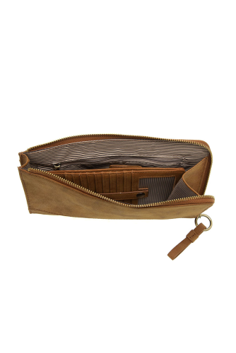 Toffee Faux Suede Karina Convertible Wristlet & Wallet