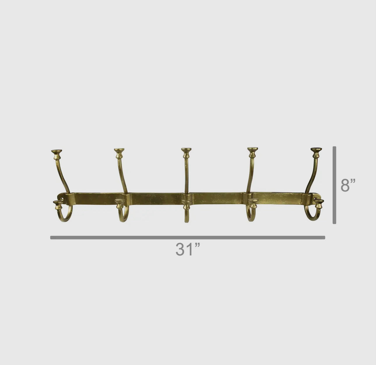 Murphy 5 Hook Rail - Brass