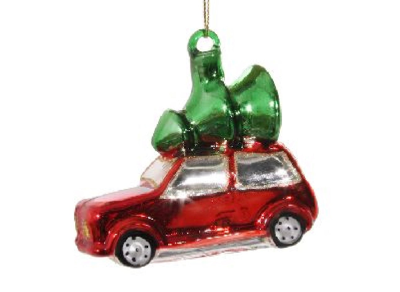 Glass car shiny red ornament