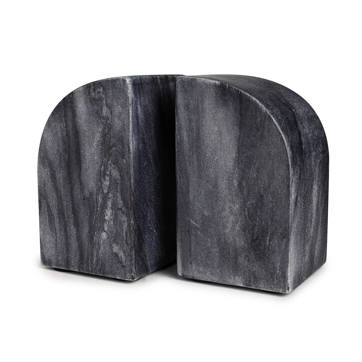 Set of 2 Grey Marble Bookends: Grey / Marble
