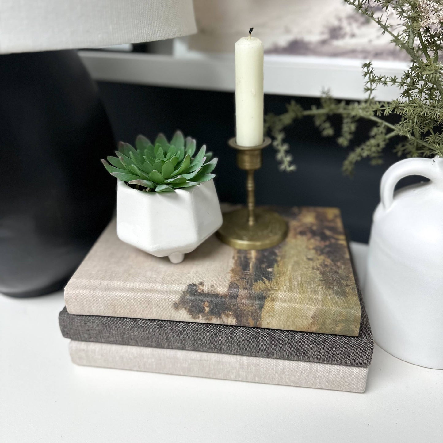 Espresso Fabric Wrapped Decorative Book