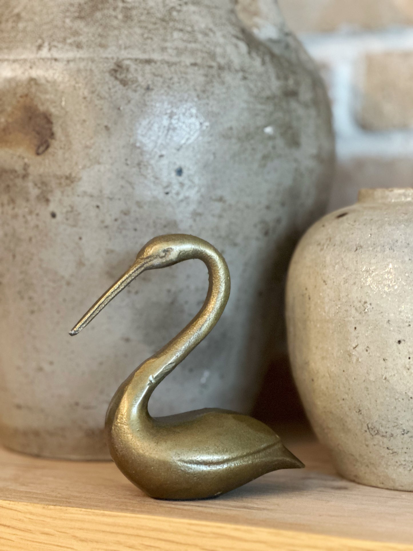 Cast Aluminum Bird, Antique Brass Finish