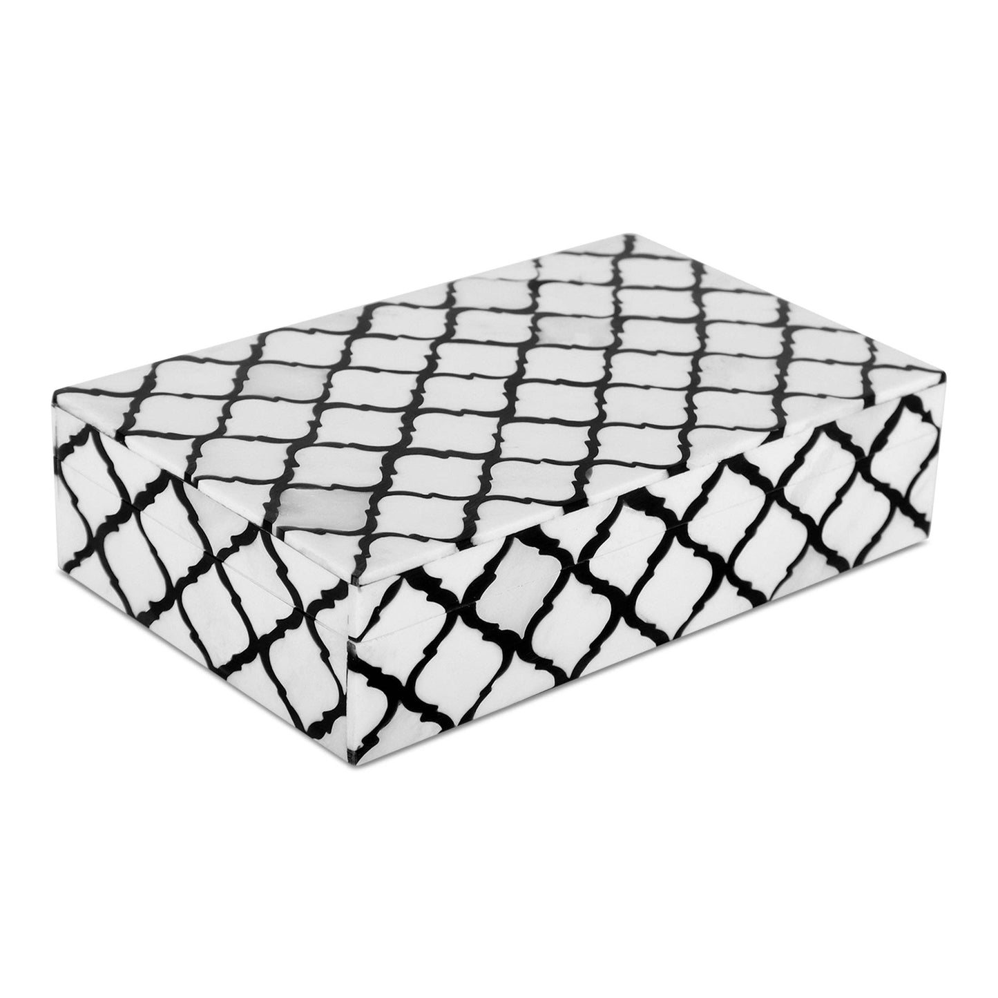 Decorative Box Moroccan Black & White 8x5x2 Inch: Moroccan B&W
