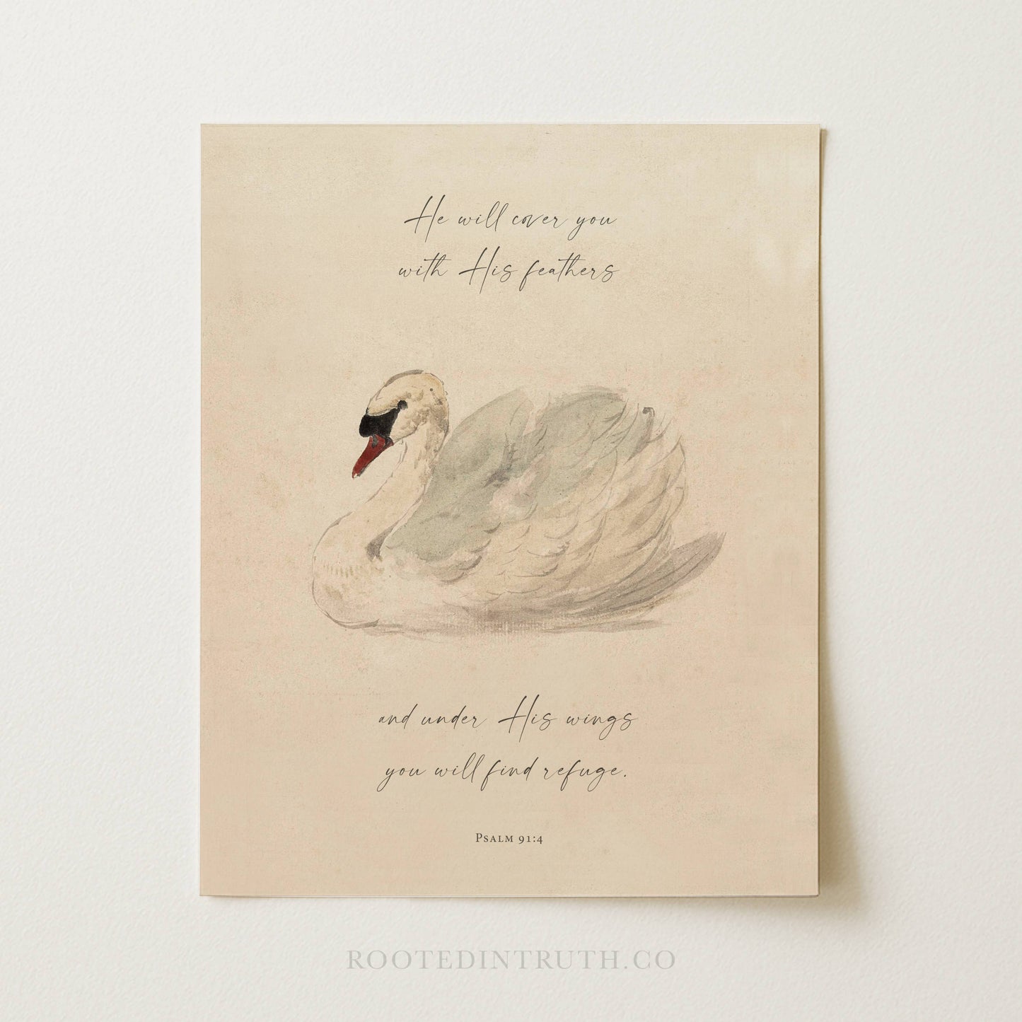 Under His Wings Wall Art Print Christian Decor: 5x7 Heirloom Print (Unframed)
