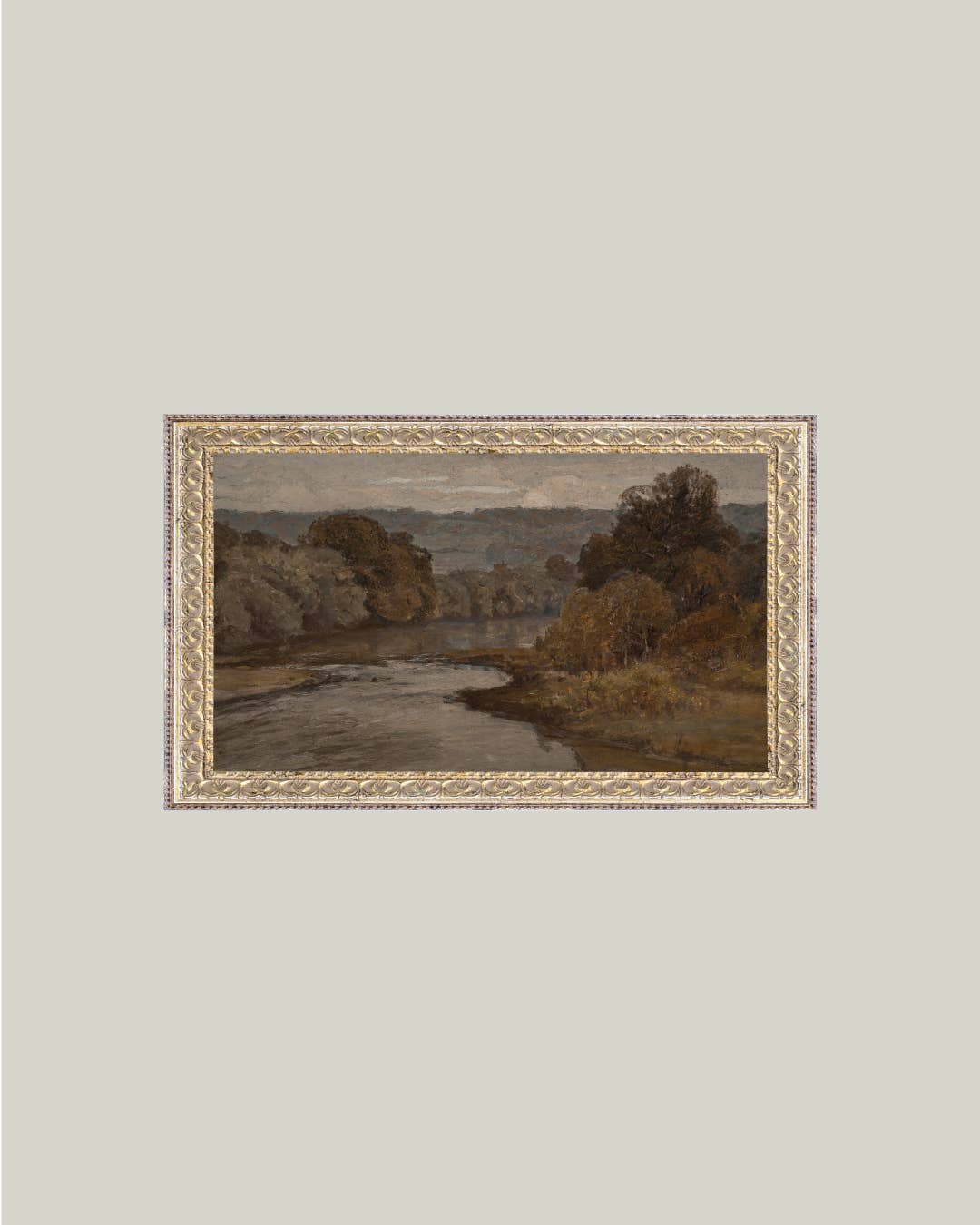 Autumn River Framed Antique Art: 20x12