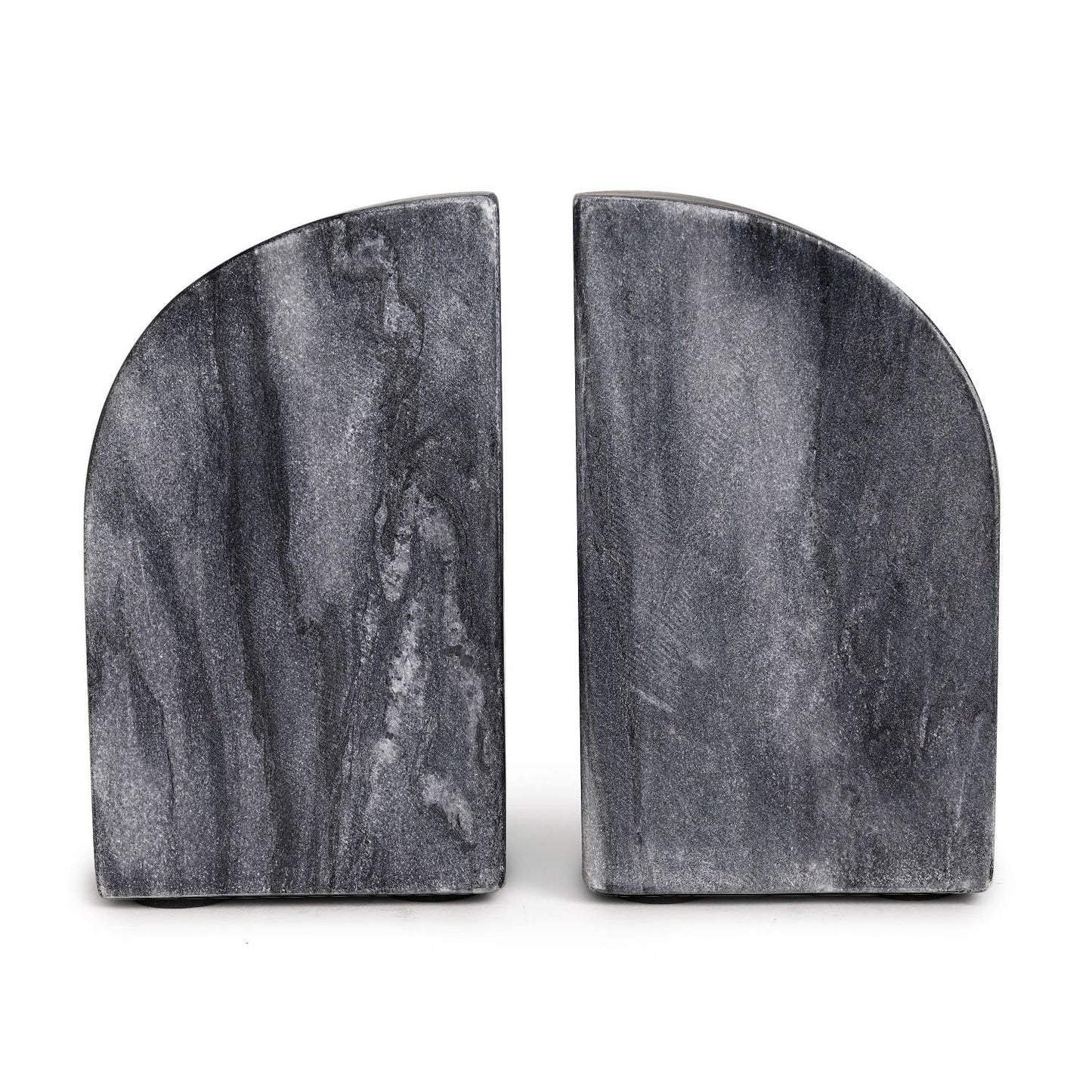 Set of 2 Grey Marble Bookends: Grey / Marble