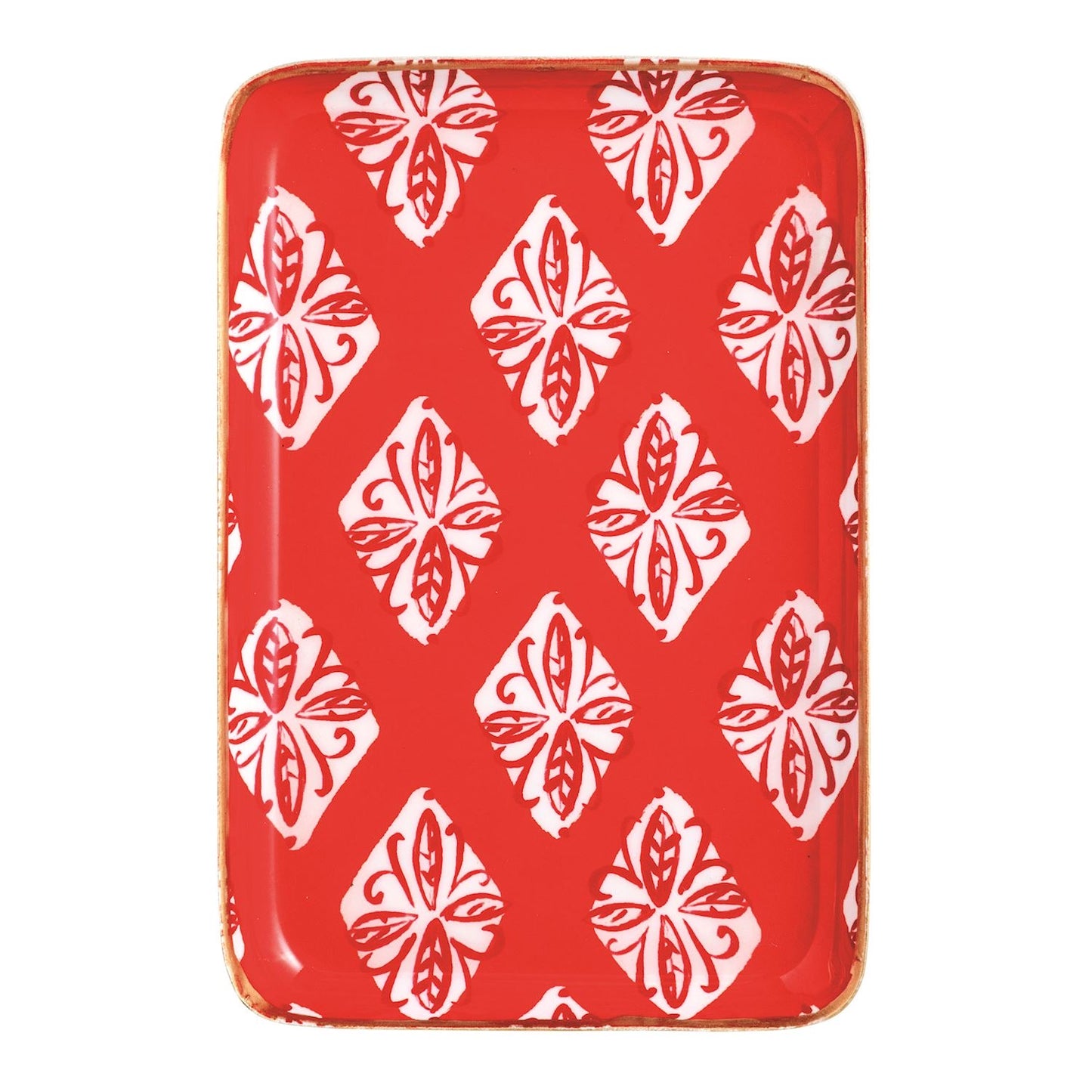 RED BLOCK METAL TIDBIT PLATE