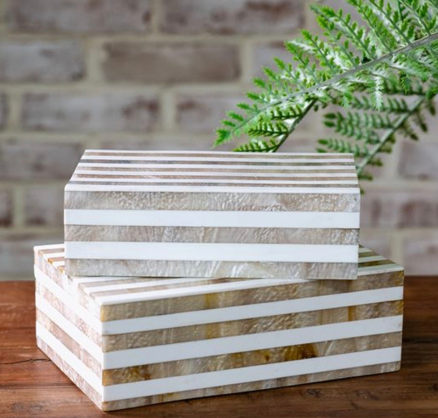 BEIGE STRIPE RESIN BOXES