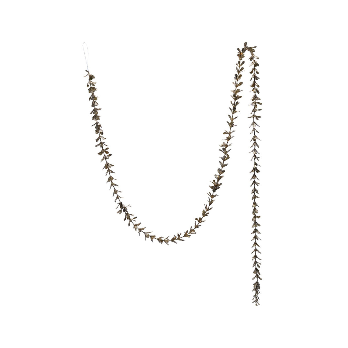 Faux Boxwood Garland with Glitter, Champagne Finish