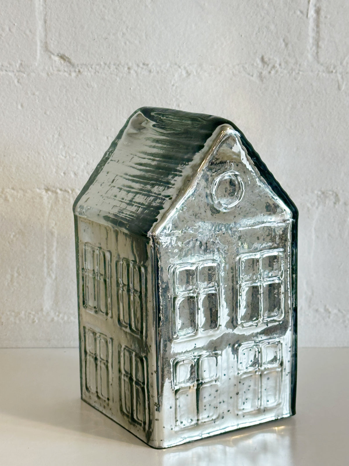 Silver Mercury Glass Village House