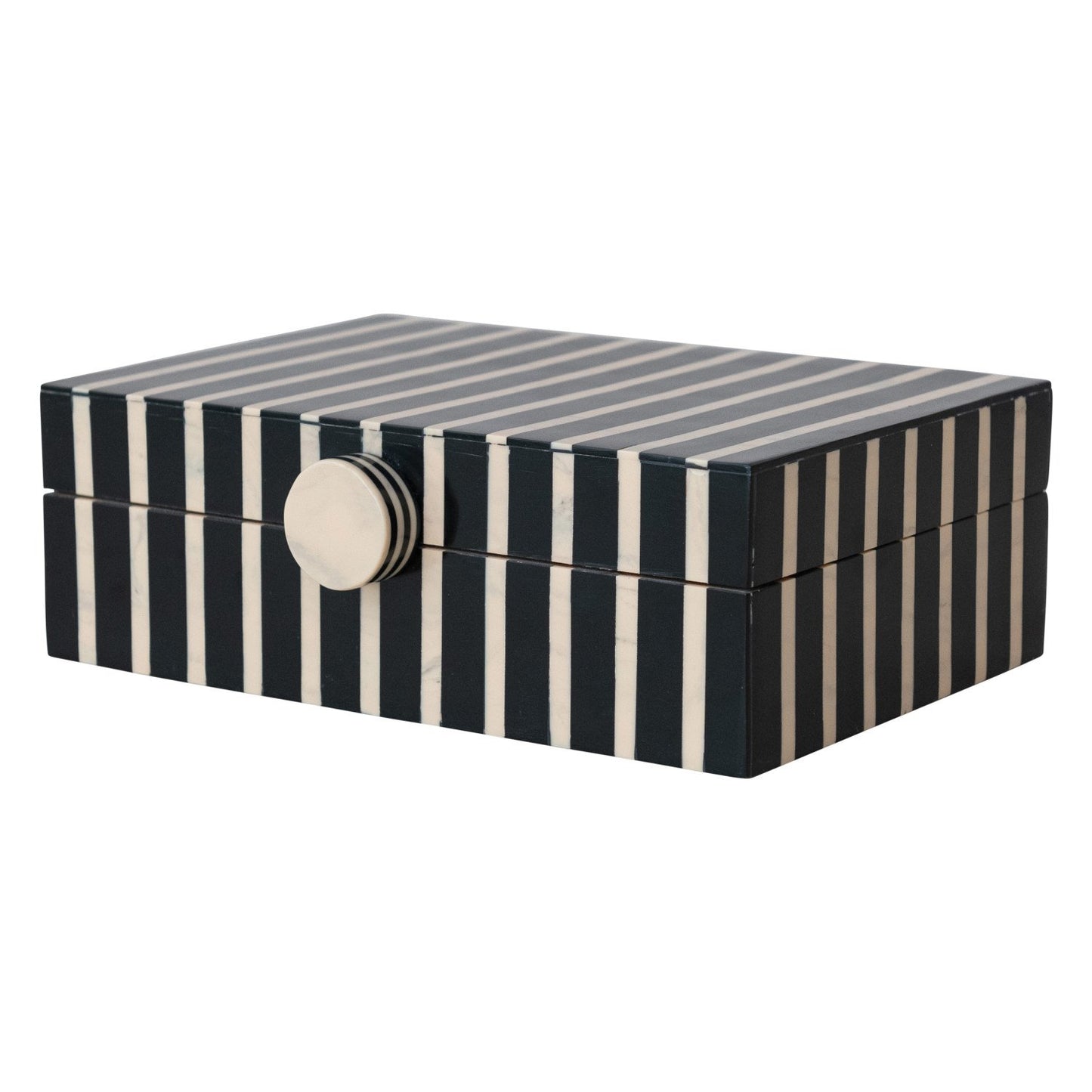 Handmade Mango Wood & Resin Striped Box w/ Knob