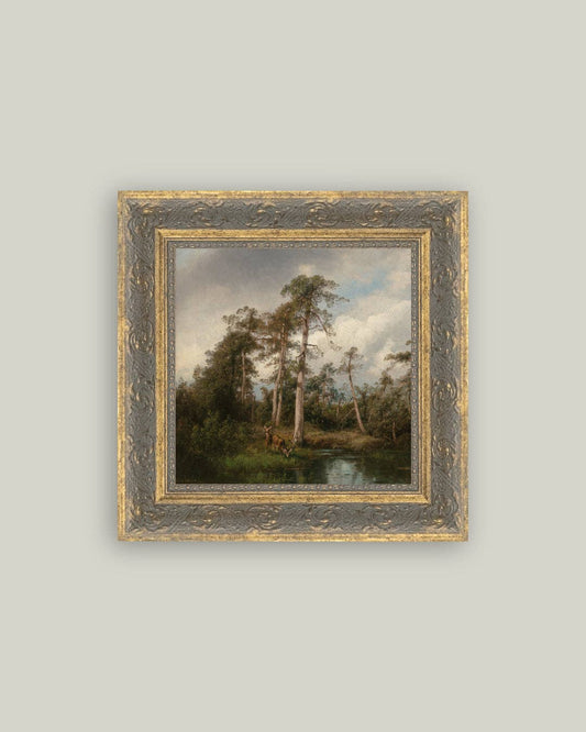 Live Oaks with Deer: 6x6