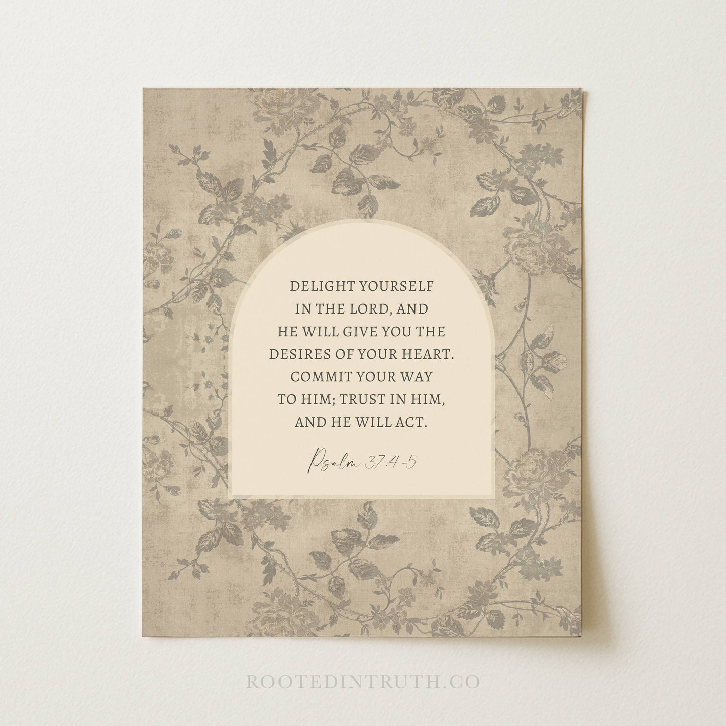 Psalm 37 Delight Christian Art Print , Canvas, Gift Decor : 5x7 Heirloom Print (Unframed)