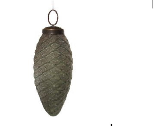 Aged Green Glass Pinecone Ornament