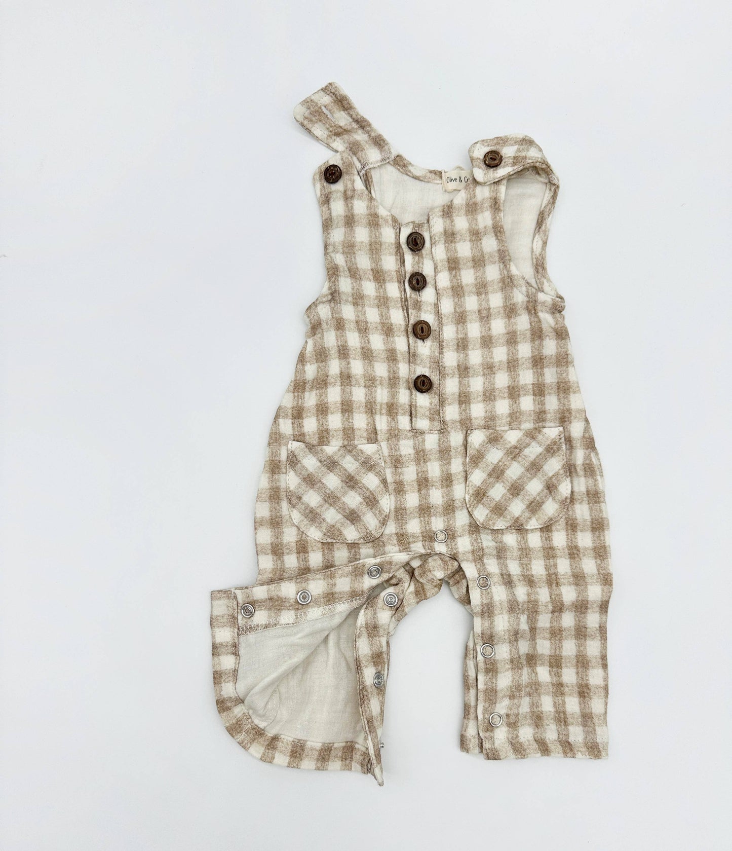 Muslin Jumper Gingham Pierre II: Oat/brown gingham / 12-18 months