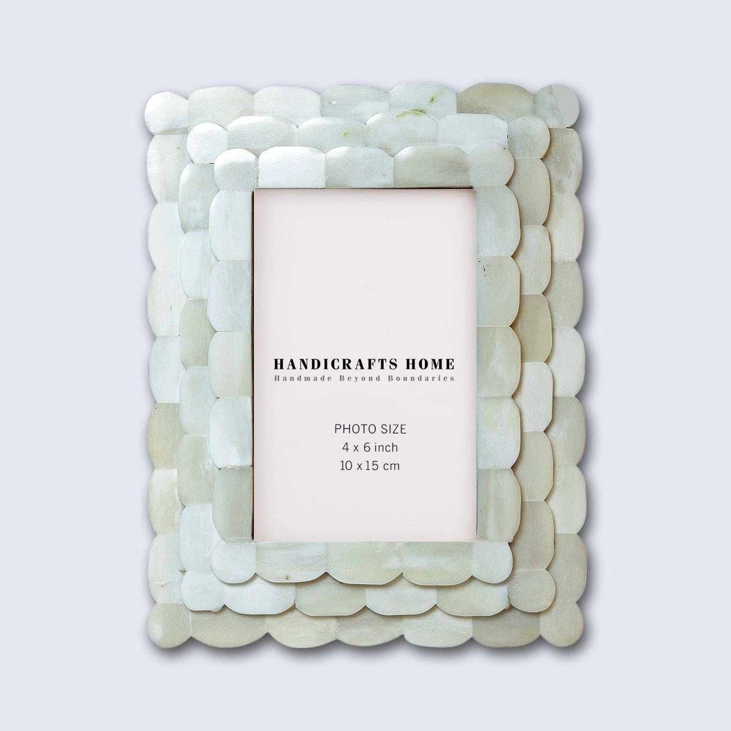 Photo Frame Scalloped Arts Bone Inlay White 4x6 Inch