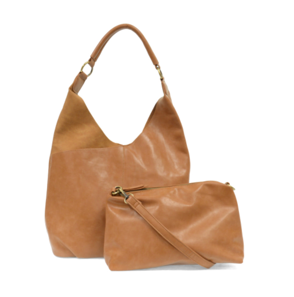 Veg Tan DANI VINTAGE HOBO FAUX SUEDE TRIM