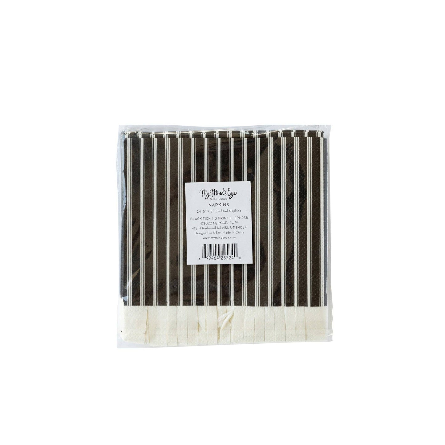 Black Ticking Fringe Napkin