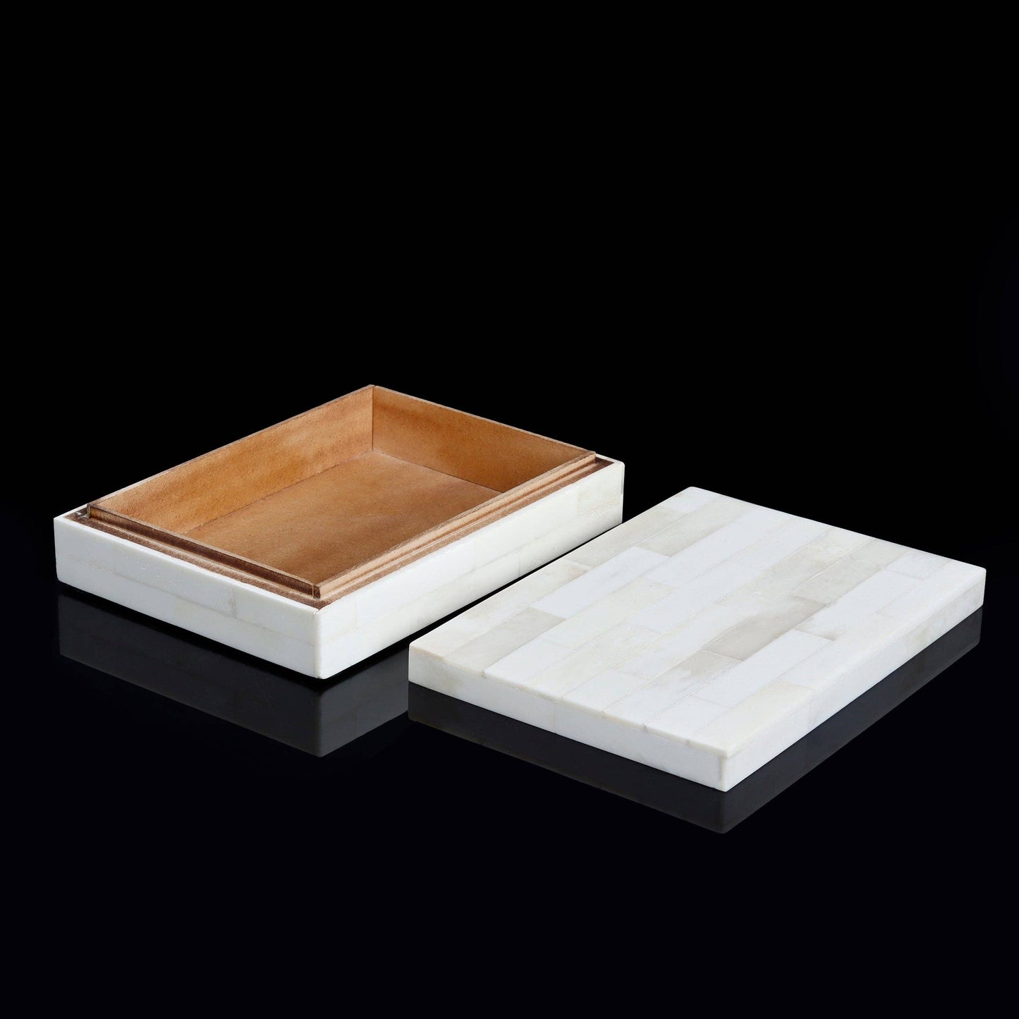 Decorative Box Carved Inspired White 6X8X1.5 Inch: Large